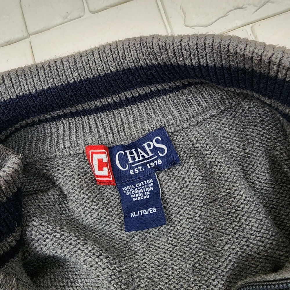 Chaps Mens XL Gray Sweater | Classic Knit Pullover Cozy Casual Fit - Picture 5 of 6